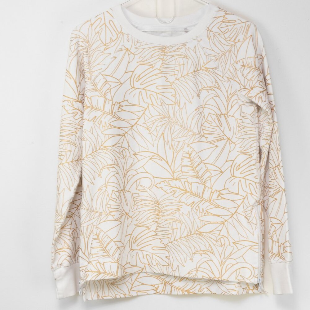 Tommy Bahama On Golden Frond Sweatshirt Pullover Gold Foil Leaf White Size XS - Picture 2 of 6
